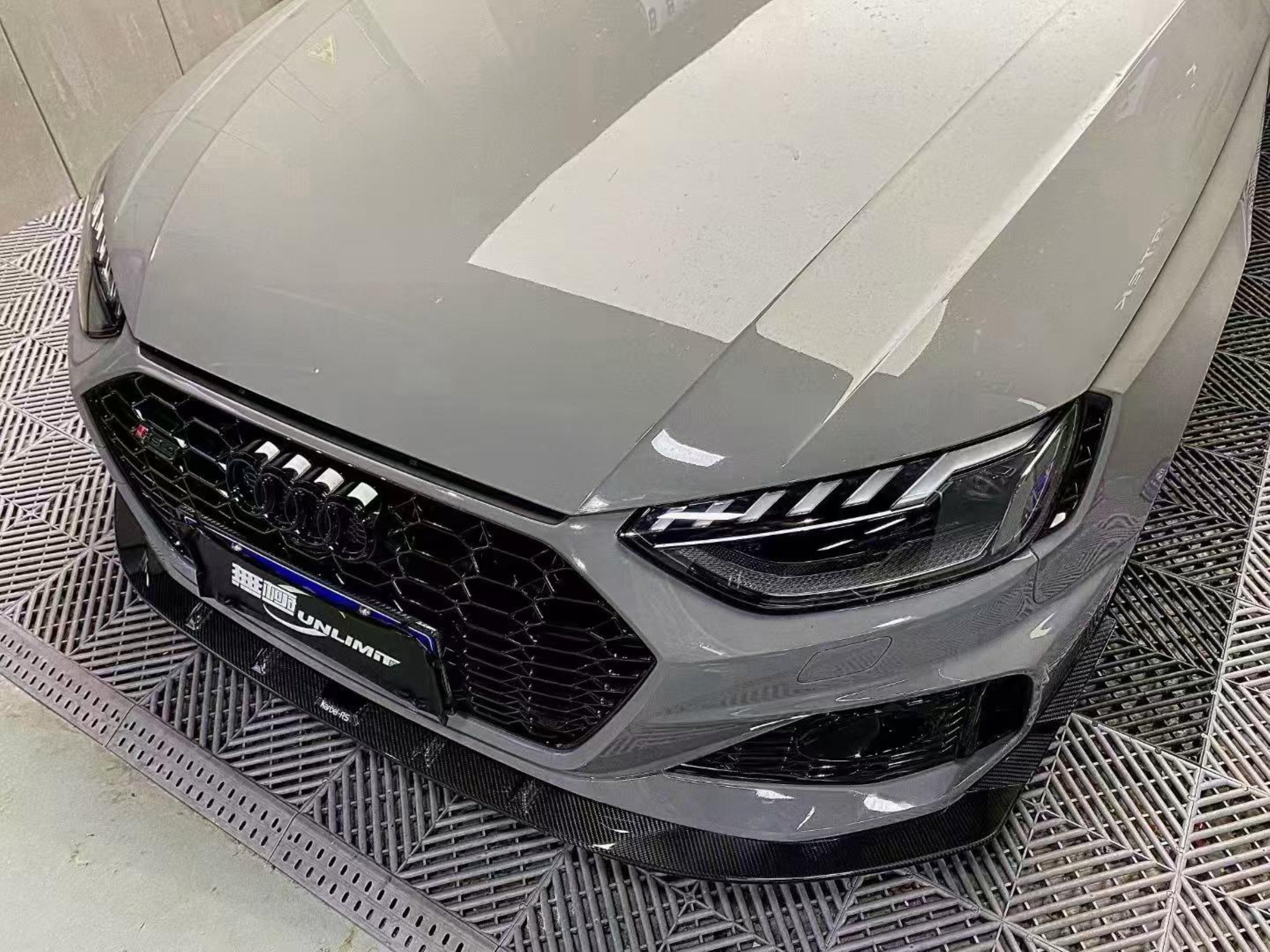Audi RS4 B9.5 2020 2021 2022 2023 2024 with Aftermarket Parts - Front Lip Pre-preg Carbon Fiber from Karbel Carbon