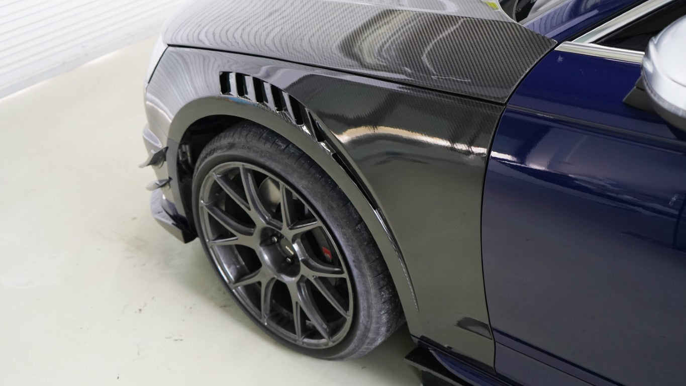 Audi S4 A4 B9 2017 2018 2019 & S4 A4 B9.5 2020 2021 2022 2023 2024 With Aftermarket Parts - Front Fenders Pre-preg Carbon Fiber from Karbel Carbon