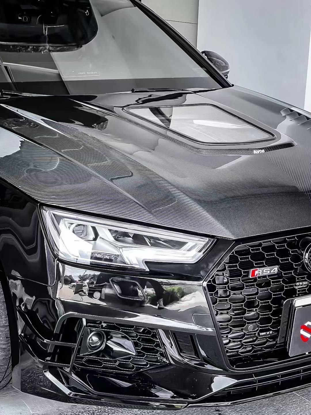Audi RS4 S4 A4 (all models) B9 / B9.5 2017-ON with Aftermarket Parts - Hood Carbon Fiber from Karbel Carbon
