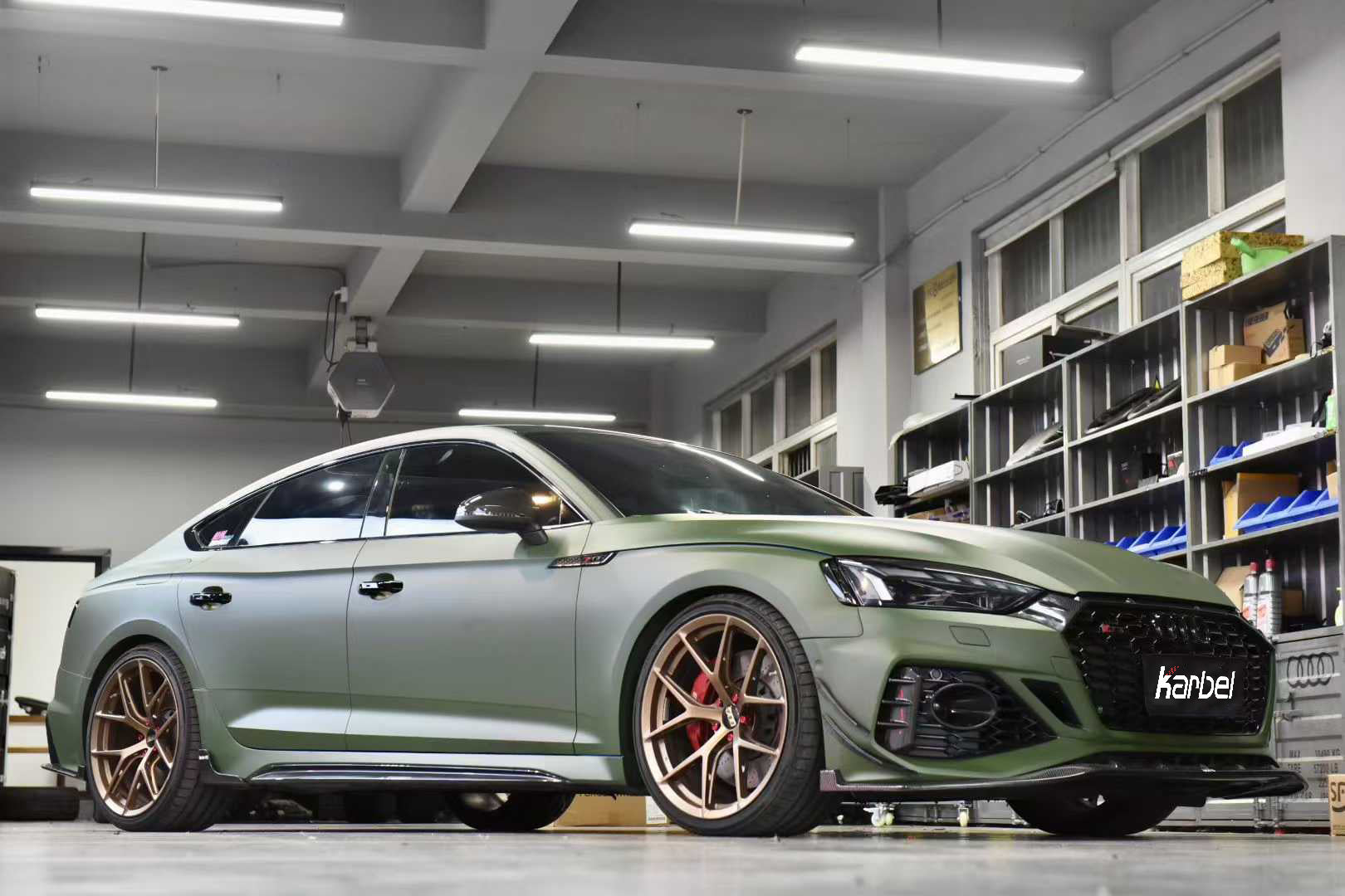 Audi RS5 B9.5 2020 2021 2022 2023 2024 2025 with Aftermarket Parts - Side Skirt Overlay Trim Dry Pre-preg Carbon Fiber from Karbel Carbon