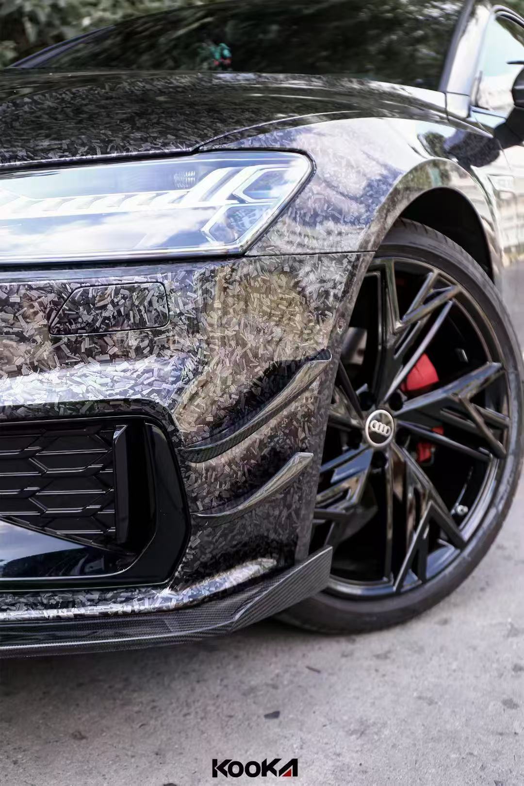 Audi S7 A7 (with s-line bumper) C8 2019-ON with Aftermarket Parts - Front Lip Pre-preg Carbon Fiber from Karbel Carbon