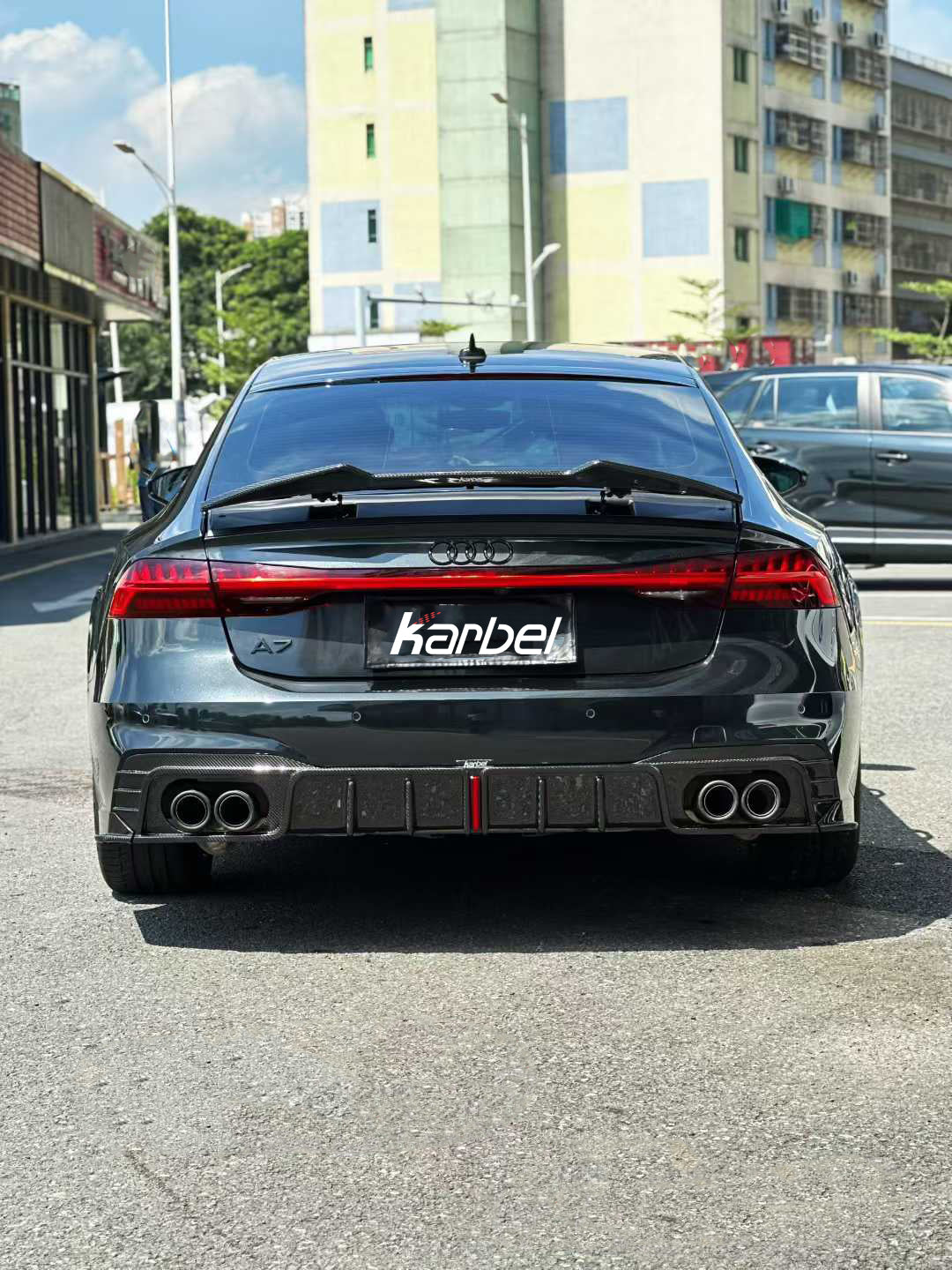 Audi RS7 S7 A7 C8 2019-ON with Aftermarket Parts - V2 Style Rear Spoiler Pre-preg Carbon Fiber from Karbel Carbon