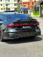 Audi S7 A7 (with s-line bumper) C8 2019-ON with Aftermarket Parts - V2 Style Rear Diffuser & Canards Pre-preg Carbon Fiber from Karbel Carbon