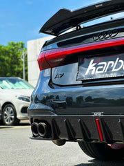 Audi S7 A7 (with s-line bumper) C8 2019-ON with Aftermarket Parts - V2 Style Rear Diffuser & Canards Pre-preg Carbon Fiber from Karbel Carbon