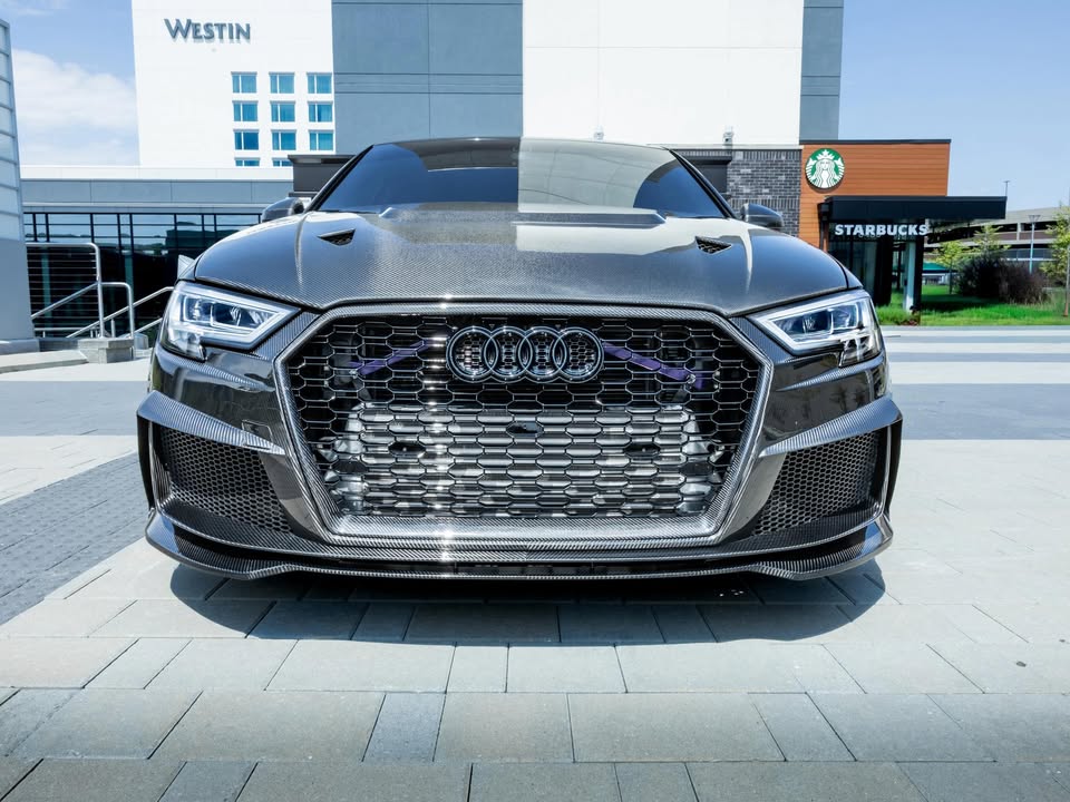 Audi S3 A3 8V.5 2017 2018 2019 2020 with Aftermarket Parts - Front Bumper Pre-preg Carbon Fiber from Karbel Carbon