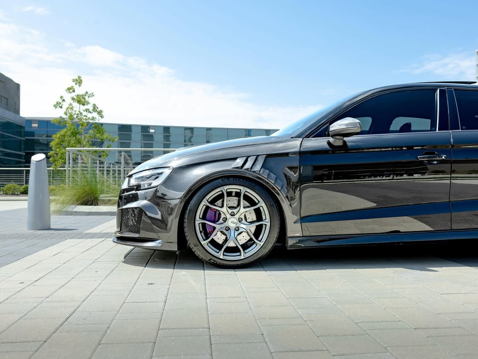 Audi S3 A3 8V.5 2017 2018 2019 2020 with Aftermarket Parts - Front Bumper Pre-preg Carbon Fiber from Karbel Carbon