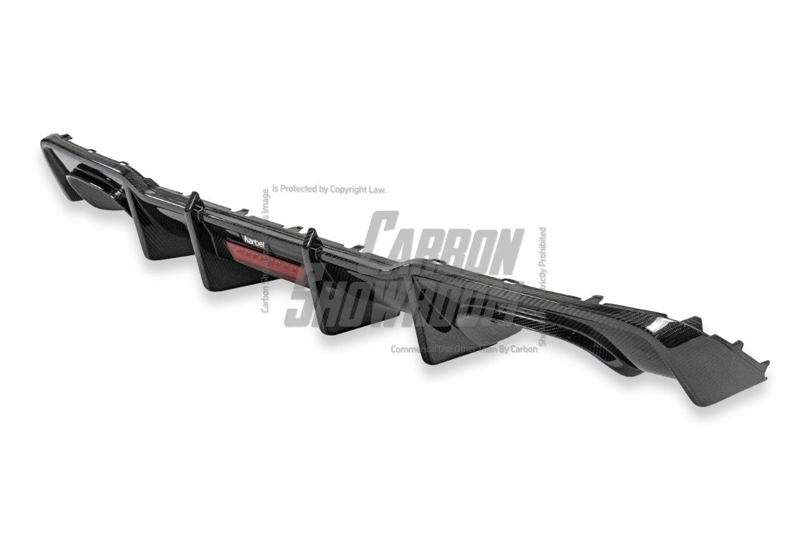 Audi S3 A3 (with S-bumper) 8V.5 2017 2018 2019 2020 With Aftermarket Parts - With LED Light Style Rear Diffuser Pre-preg Carbon Fiber from Karbel Carbon