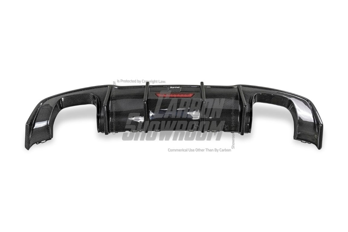 Audi S3 A3 (with S-bumper) 8V.5 2017 2018 2019 2020 With Aftermarket Parts - With LED Light Style Rear Diffuser Pre-preg Carbon Fiber from Karbel Carbon