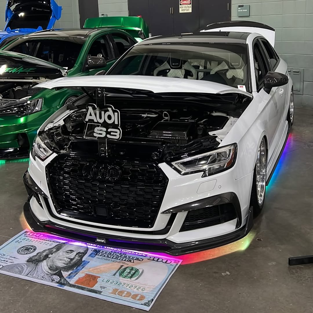 Audi S3 A3 (with S-bumper) 8.5V 2017 2018 2019 2020 with Aftermarket Parts - Upper Valences Pre-preg Carbon Fiber from Karbel Carbon
