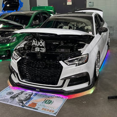 Audi S3 A3 8V & 8V.5 2017 2018 2019 2020 with Aftermarket Parts -  Front Lip Pre-preg Carbon Fiber from Karbel Carbon