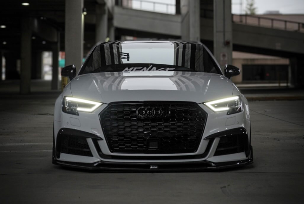 Audi S3 A3 (with S-bumper) 8.5V 2017 2018 2019 2020 with Aftermarket Parts - Upper Valences Pre-preg Carbon Fiber from Karbel Carbon