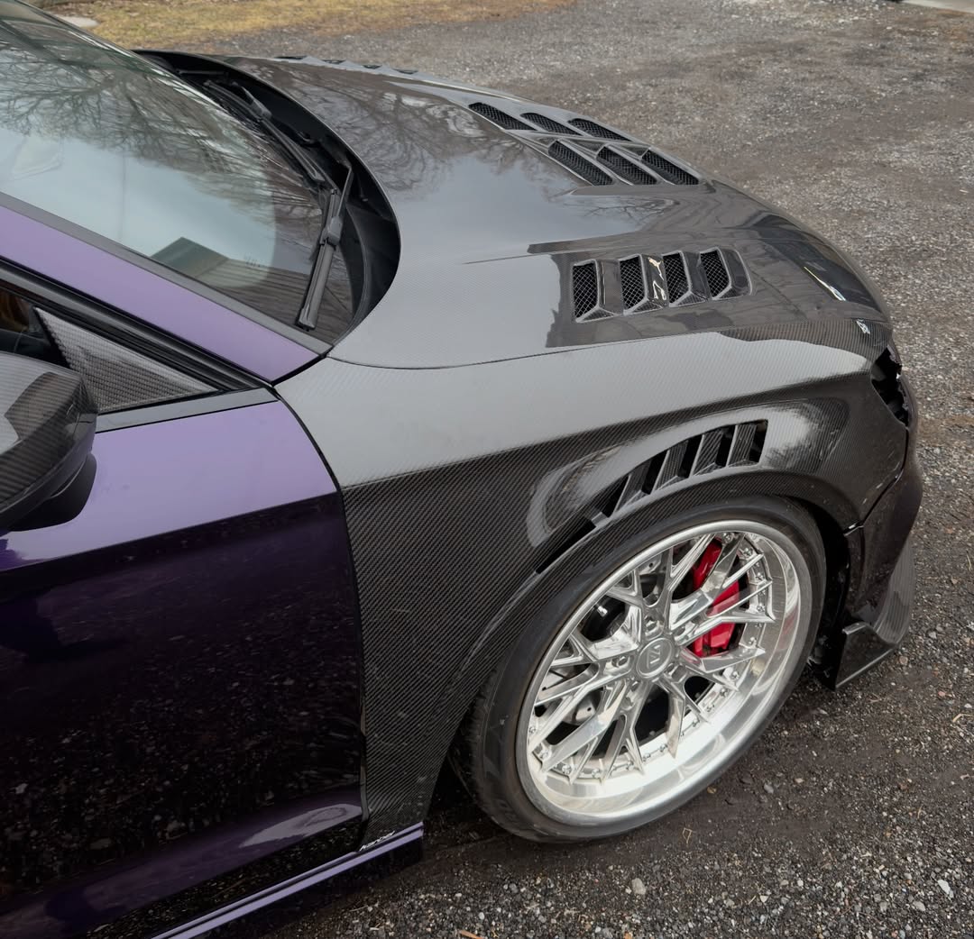 Audi S3 A3 8V.5 2015 2016 2017 2018 2019 2020 & RS3 8V.5 2018 2019 2020 With Aftermarket Parts - Front Fenders Pre-preg Carbon Fiber from Karbel Carbon