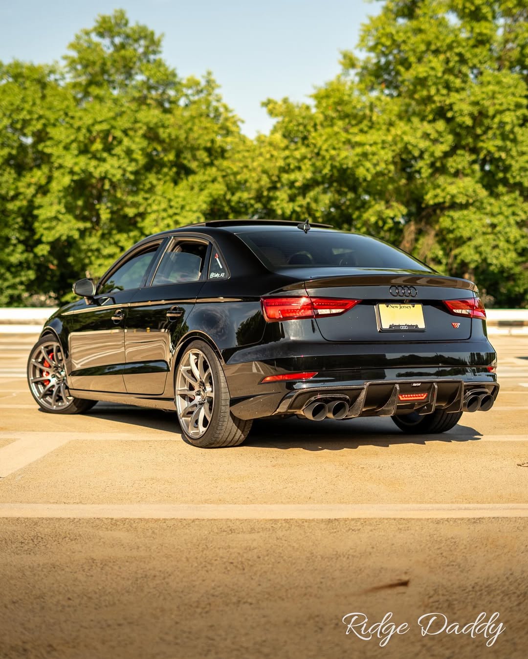 Audi S3 A3 S-line (with s-line bumper) 8V.5 2017 2018 2019 2020 With Aftermarket Parts - V2 With LED Light Style Rear Diffuser Pre-preg Carbon Fiber from Karbel Carbon
