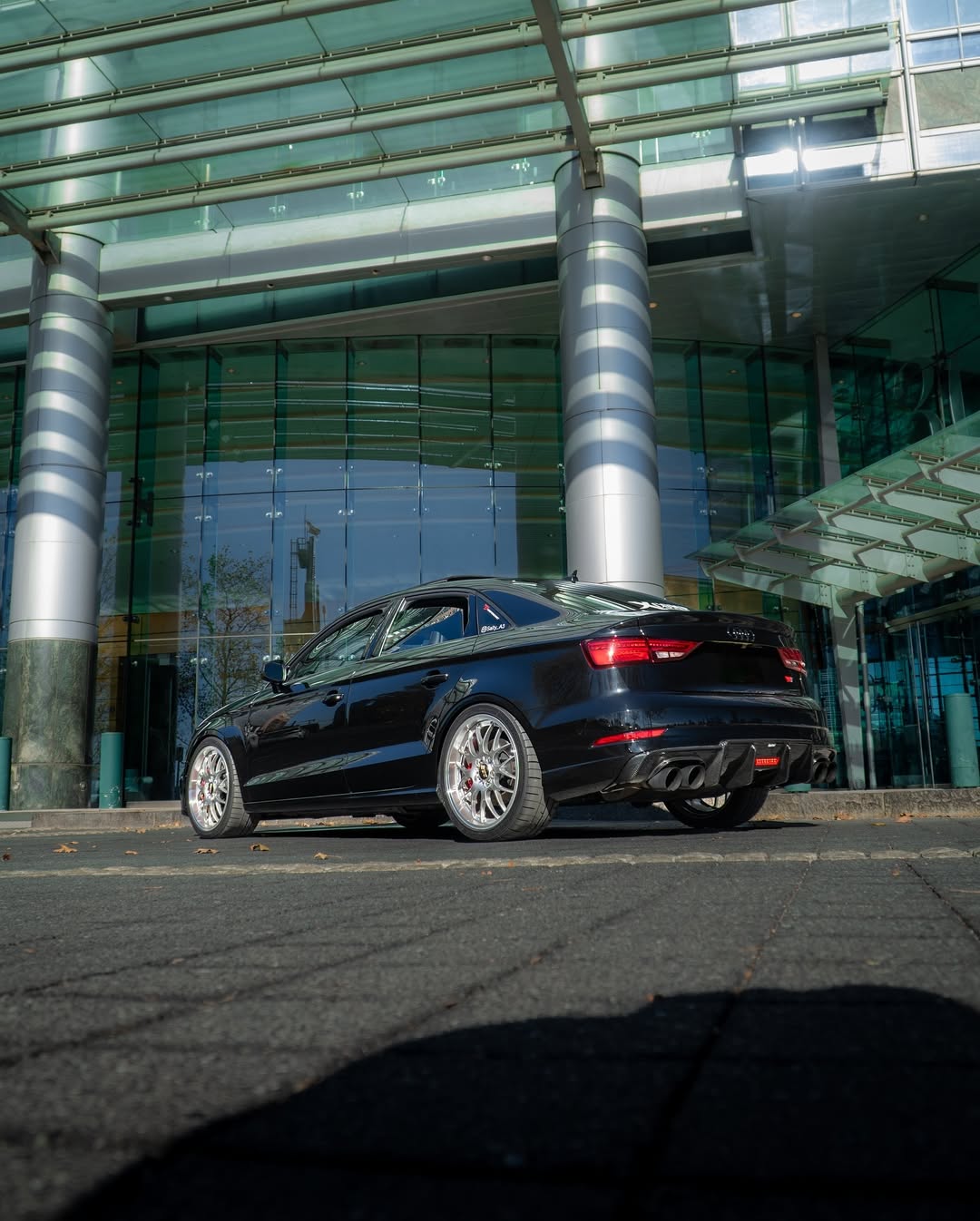 Audi S3 A3 S-line (with s-line bumper) 8V.5 2017 2018 2019 2020 With Aftermarket Parts - V2 With LED Light Style Rear Diffuser Pre-preg Carbon Fiber from Karbel Carbon