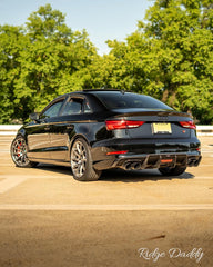 Audi S3 A3 S-line (with s-line bumper) 8V.5 2017 2018 2019 2020 With Aftermarket Parts - V2 With LED Light Style Rear Diffuser Pre-preg Carbon Fiber from Karbel Carbon