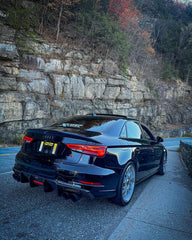 Audi S3 A3 S-line (with s-line bumper) 8V.5 2017 2018 2019 2020 With Aftermarket Parts - V2 With LED Light Style Rear Diffuser Pre-preg Carbon Fiber from Karbel Carbon