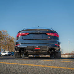 Audi S3 A3 S-line (with s-line bumper) 8V.5 2017 2018 2019 2020 With Aftermarket Parts - V2 With LED Light Style Rear Diffuser Pre-preg Carbon Fiber from Karbel Carbon