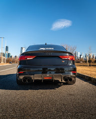 Audi S3 A3 S-line (with s-line bumper) 8V.5 2017 2018 2019 2020 With Aftermarket Parts - V2 With LED Light Style Rear Diffuser Pre-preg Carbon Fiber from Karbel Carbon