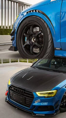 Audi RS3 S3 A3 8V 8V.5 2014 2015 2016 2017 2018 2019 2020 with Aftermarket Parts - V2 Style Double-sided Pre-preg Carbon Fiber Hood Bonnet from Karbel Carbon