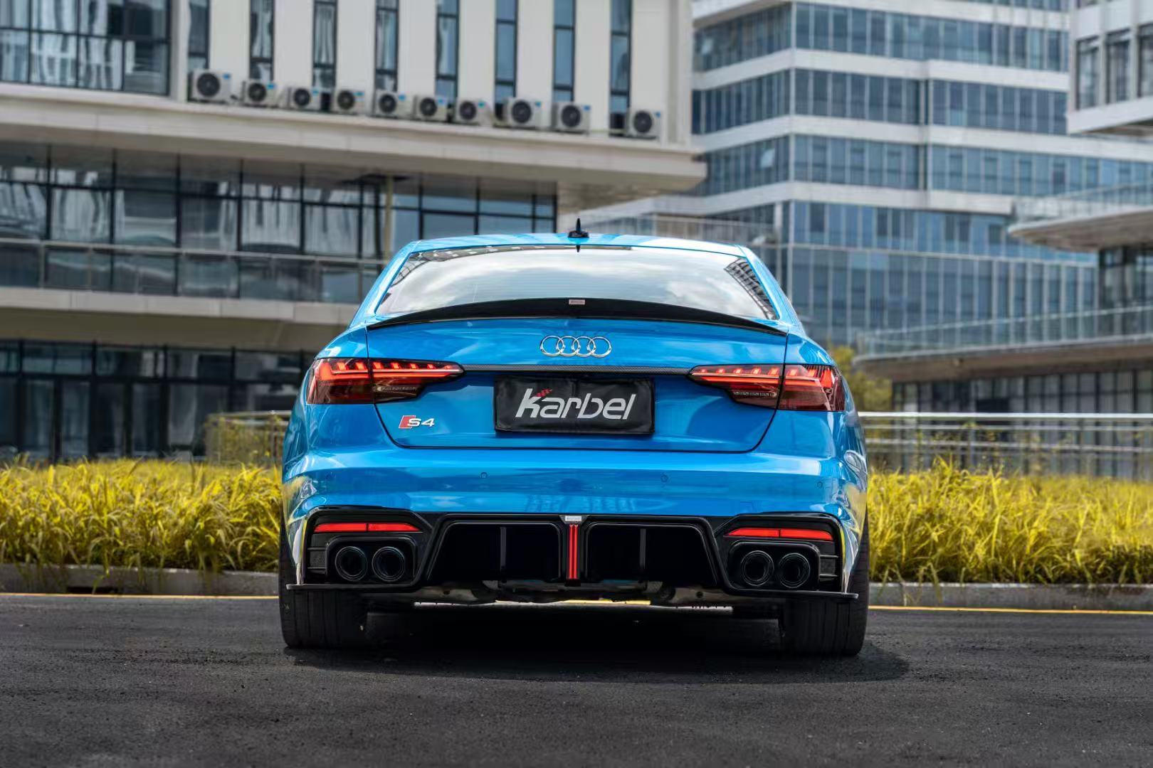 Audi S4 A4 B9 / B9.5 2017 2018 2019 2020 2021 2022 2023 2024 with Aftermarket Parts - Rear Spoiler Pre-preg Carbon Fiber from Karbel Carbon