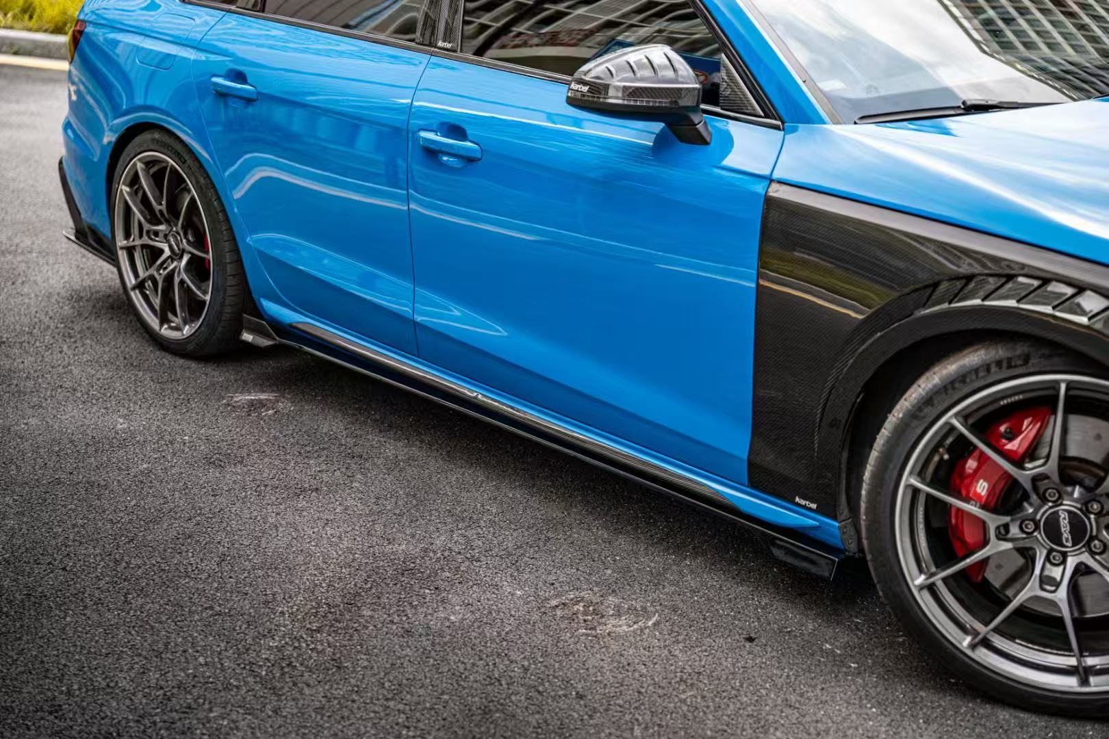 Audi S4 A4 B9 / B9.5 2017 2018 2019 2020 2021 2022 2023 2024 with Aftermarket Parts - V2 Side Skirts Pre-preg Carbon Fiber from Karbel Carbon