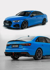Audi S4 A4 S-line (with s-line bumper, does not fit base model) B9.5 2020 2021 2022 2023 2024 with Aftermarket Parts - V3 Front Canards Pre-preg Carbon Fiber from Karbel Carbon