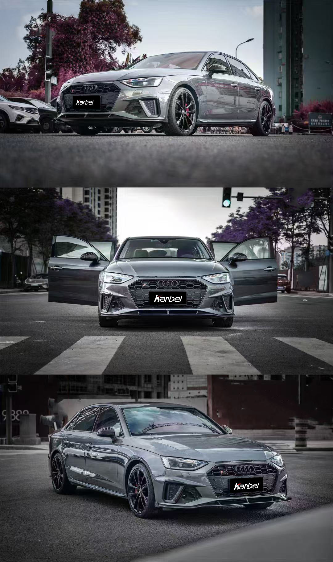 Audi S4 A4 S-line (with s-line bumper, does not fit base model) B9.5 2020-ON with Aftermarket Parts - Front Lip Pre-preg Carbon Fiber from Karbel Carbon