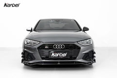 Audi S4 A4 S-line (with s-line bumper, does not fit base model) B9.5 2020 2021 2022 2023 2024 with Aftermarket Parts - V3 Front Lip Pre-preg Carbon Fiber from Karbel Carbon