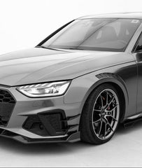 Audi S4 A4 S-line (with s-line bumper, does not fit base model) B9.5 2020 2021 2022 2023 2024 with Aftermarket Parts - V3 Front Canards Pre-preg Carbon Fiber from Karbel Carbon