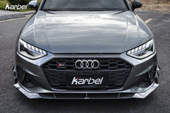 Audi S4 A4 S-line (with s-line bumper, does not fit base model) B9.5 2020 2021 2022 2023 2024 with Aftermarket Parts - V3 Front Lip Pre-preg Carbon Fiber from Karbel Carbon