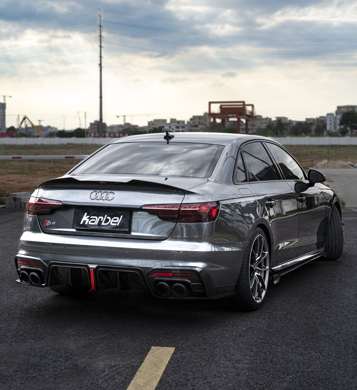 Audi S4 B9.5 2020 2021 2022 2023 2024 with Aftermarket Parts - V3 Rear Diffuser & Canards Pre-preg Carbon Fiber from Karbel Carbon