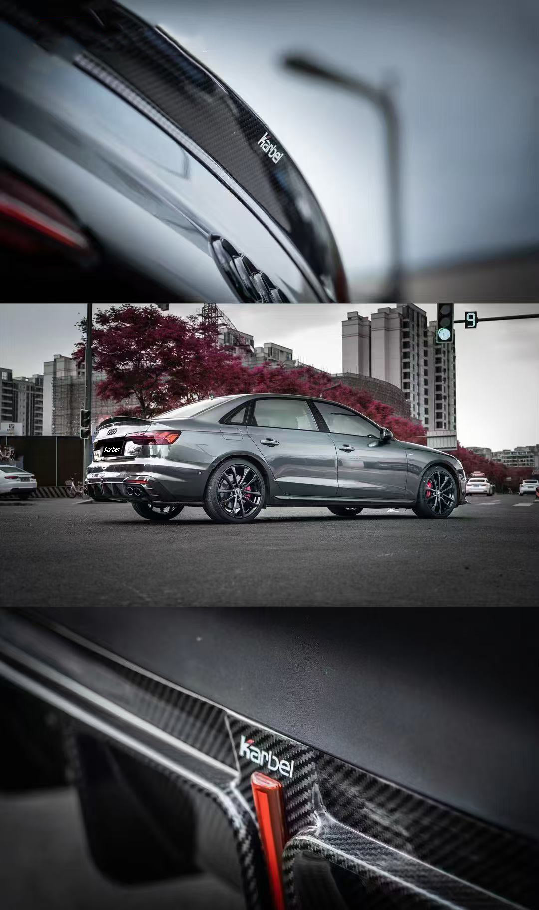 Audi S4 B9.5 2020-ON with Aftermarket Parts - Rear Diffuser & Canards V1 Style Pre-preg Carbon Fiber from Karbel Carbon