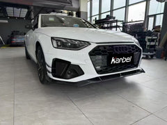 Audi S4 A4 S-line (with s-line bumper, does not fit base model) B9.5 2020 2021 2022 2023 2024 with Aftermarket Parts - V3 Front Canards Pre-preg Carbon Fiber from Karbel Carbon