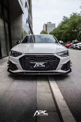 Aud iS4 A4 S-line (with s-line bumper, does not fit base model) B9.5 2020 2021 2022 2023 2024 with Aftermarket Parts - V3 Front Lip Pre-preg Carbon Fiber/FRP from Karbel Carbon