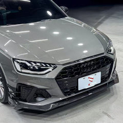 Audi S4 A4 S-line (with s-line bumper, does not fit base model) B9.5 2020 2021 2022 2023 2024 with Aftermarket Parts - V3 Front Lip Pre-preg Carbon Fiber from Karbel Carbon