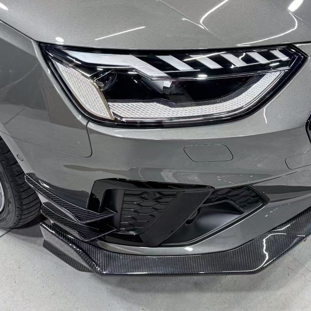 Audi S4 A4 S-line (with s-line bumper, does not fit base model) B9.5 2020 2021 2022 2023 2024 with Aftermarket Parts - V3 Front Lip Pre-preg Carbon Fiber from Karbel Carbon
