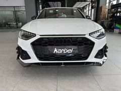 Audi S4 A4 S-line (with s-line bumper, does not fit base model) B9.5 2020 2021 2022 2023 2024 with Aftermarket Parts - V3 Front Lip Pre-preg Carbon Fiber from Karbel Carbon