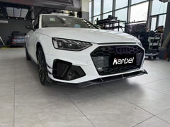 Audi S4 A4 S-line (with s-line bumper, does not fit base model) B9.5 2020 2021 2022 2023 2024 with Aftermarket Parts - V3 Front Lip Pre-preg Carbon Fiber from Karbel Carbon
