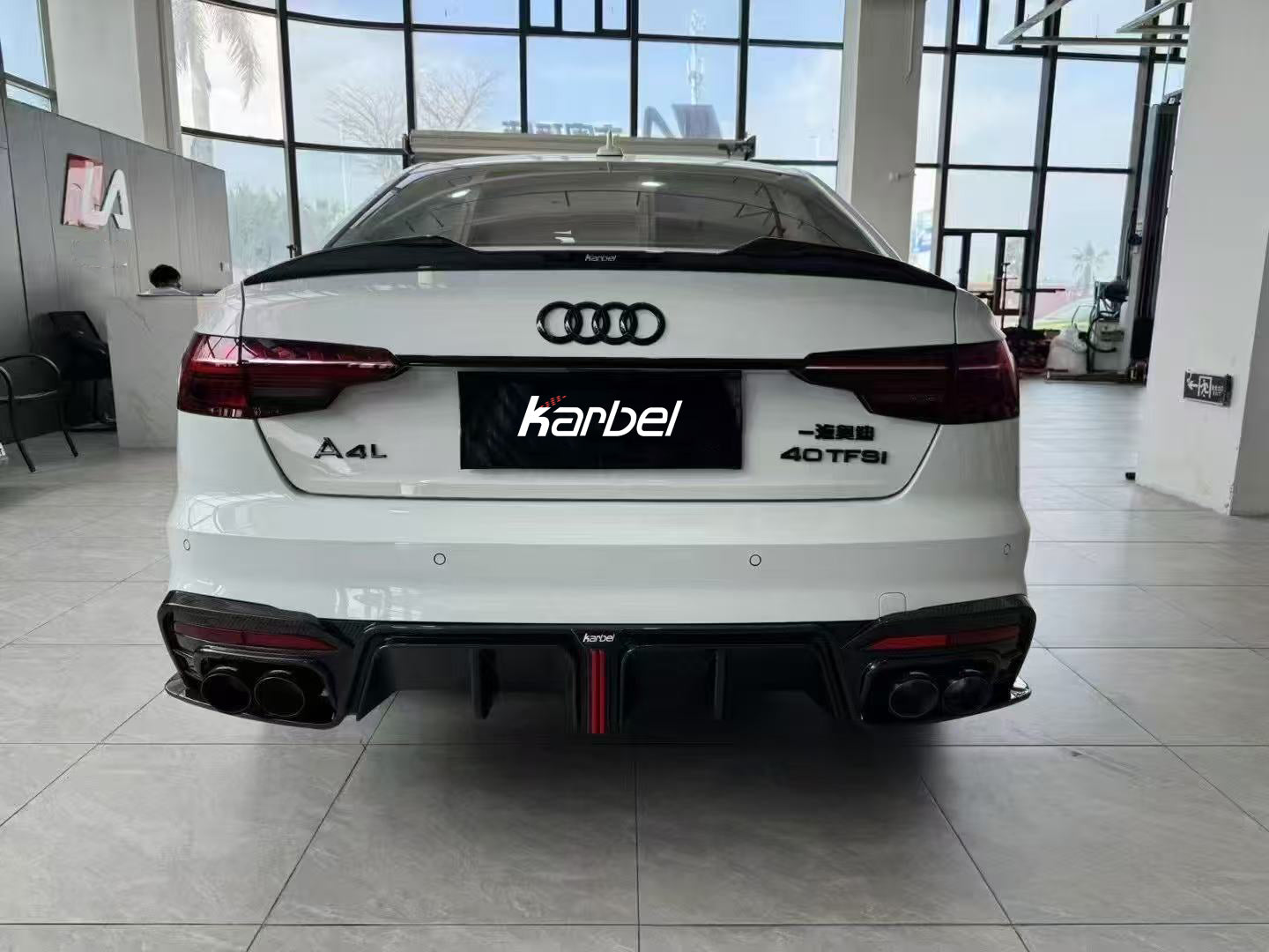 Audi S4 A4 B9 / B9.5 2017 2018 2019 2020 2021 2022 2023 2024 with Aftermarket Parts - Rear Spoiler Pre-preg Carbon Fiber from Karbel Carbon