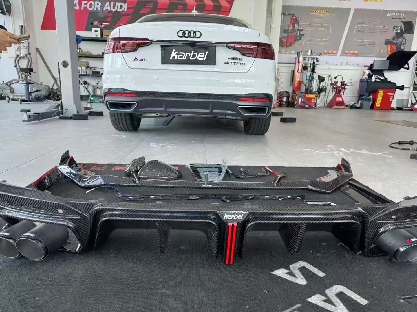 Audi S4 A4 B9 / B9.5 2017 2018 2019 2020 2021 2022 2023 2024 with Aftermarket Parts - Rear Spoiler Pre-preg Carbon Fiber from Karbel Carbon