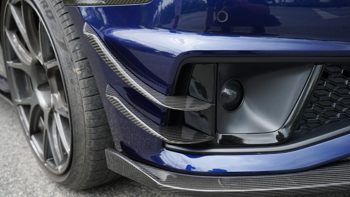 Audi S4 A4 S-line (with s-line bumper, does not fit base model) B9 2017-2018 with Aftermarket Parts - Front Canards Pre-preg Carbon Fiber from Karbel Carbon