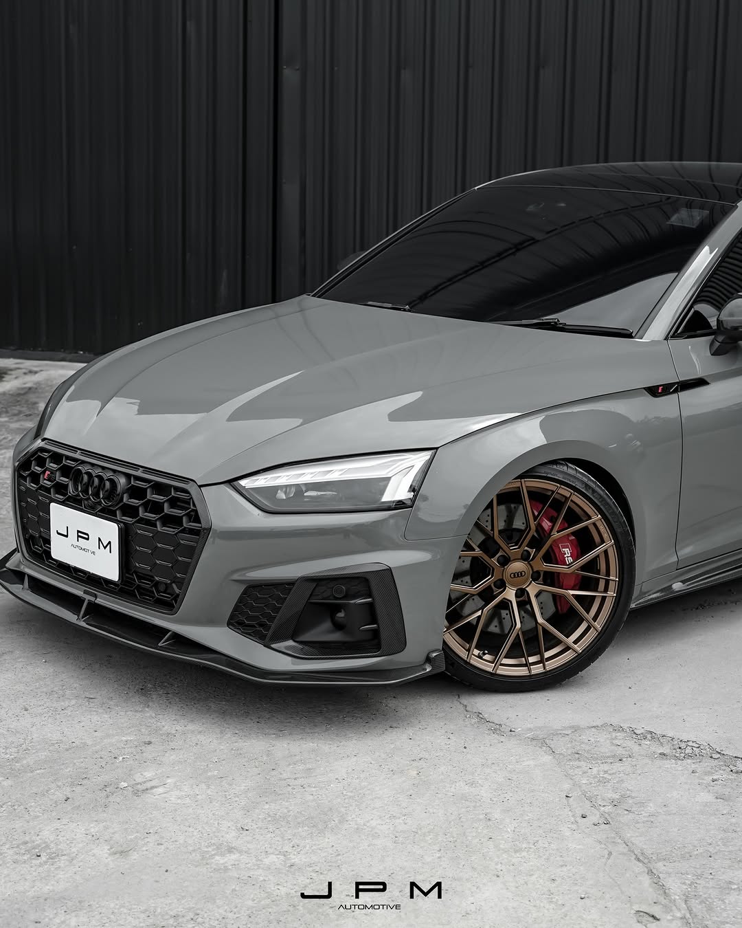 Audi S5 A5 (with s-line bumper, does not base model) B9.5 2020 2021 2022 2023 2024 with Aftermarket Parts - V2 Style Front Lip Pre-preg Carbon Fiber from Karbel Carbon