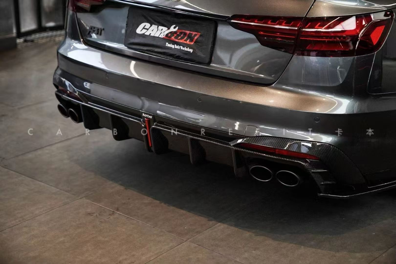 Audi S4 B9.5 2020-ON with Aftermarket Parts - Rear Diffuser & Canards V1 Style Pre-preg Carbon Fiber from Karbel Carbon