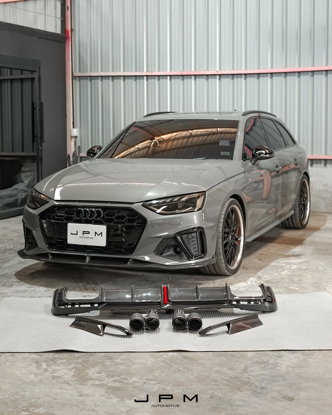 Audi S4 B9.5 2020-ON with Aftermarket Parts - Rear Diffuser & Canards V1 Style Pre-preg Carbon Fiber from Karbel Carbon