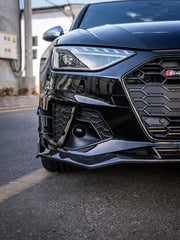 Audi S4 A4 S-line (with s-line bumper, does not fit base model) B9.5 2020 2021 2022 2023 2024 with Aftermarket Parts - V3 Front Lip Pre-preg Carbon Fiber from Karbel Carbon