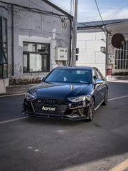 Audi S4 A4 S-line (with s-line bumper, does not fit base model) B9.5 2020 2021 2022 2023 2024 with Aftermarket Parts - V3 Front Lip Pre-preg Carbon Fiber from Karbel Carbon