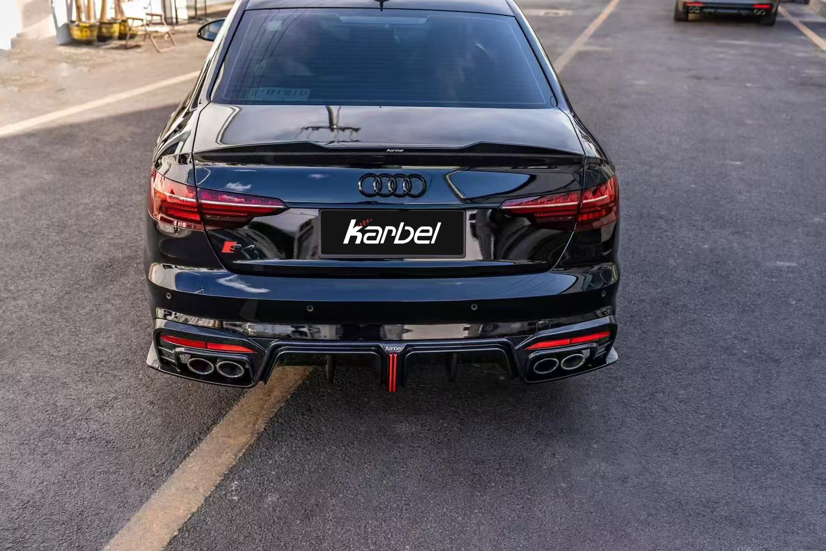 Audi S4 B9.5 2020 2021 2022 2023 2024 with Aftermarket Parts - V3 Rear Diffuser & Canards Pre-preg Carbon Fiber from Karbel Carbon