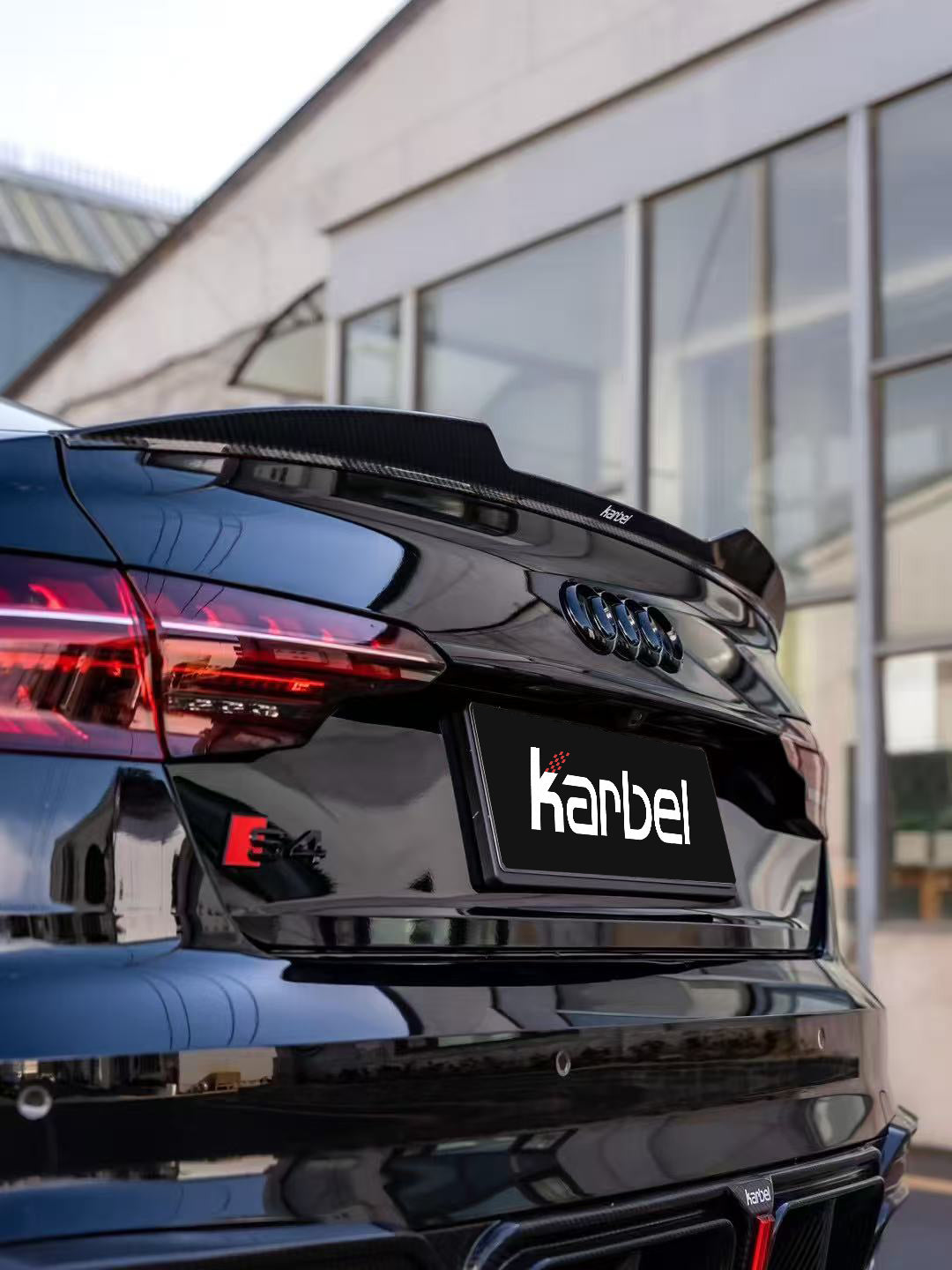 Audi S4 A4 B9 / B9.5 2017 2018 2019 2020 2021 2022 2023 2024 with Aftermarket Parts - Rear Spoiler Pre-preg Carbon Fiber from Karbel Carbon