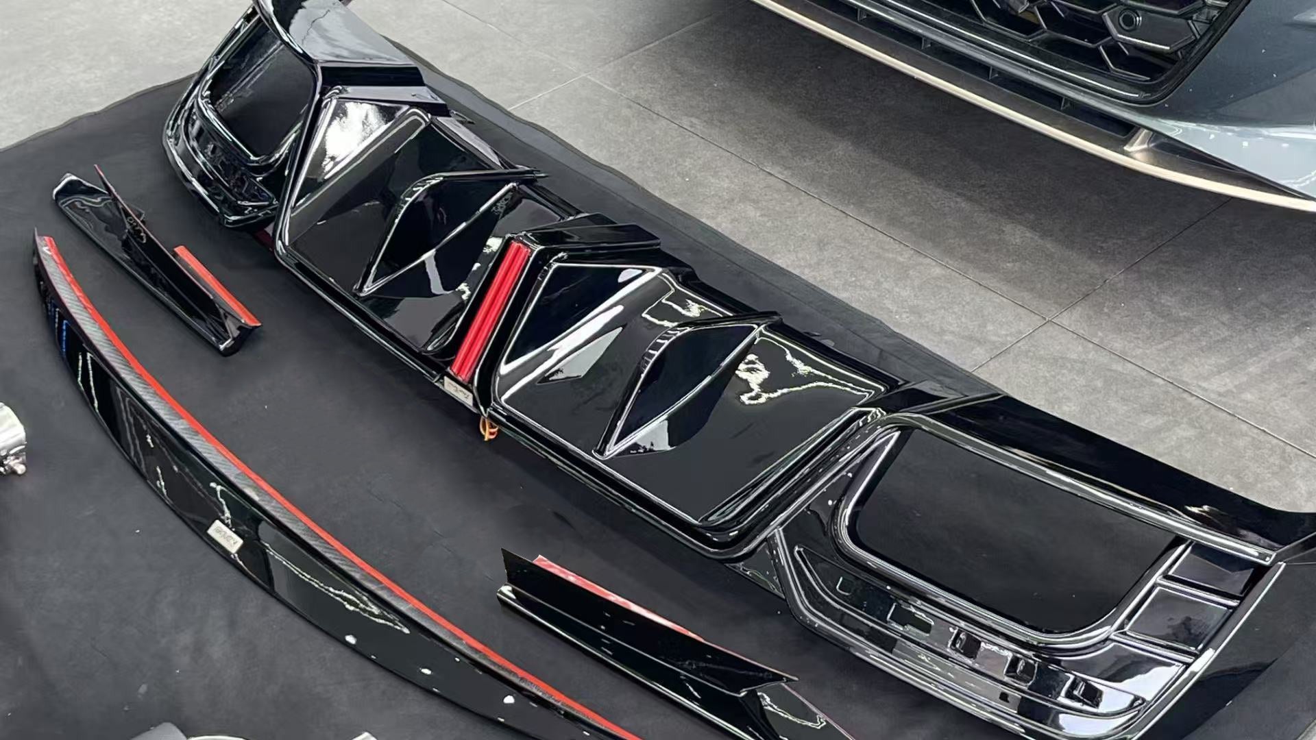 Audi S4 B9.5 2020 2021 2022 2023 2024 with Aftermarket Parts - V3 Rear Diffuser & Canards Pre-preg Carbon Fiber/FRP from Karbel Carbon
