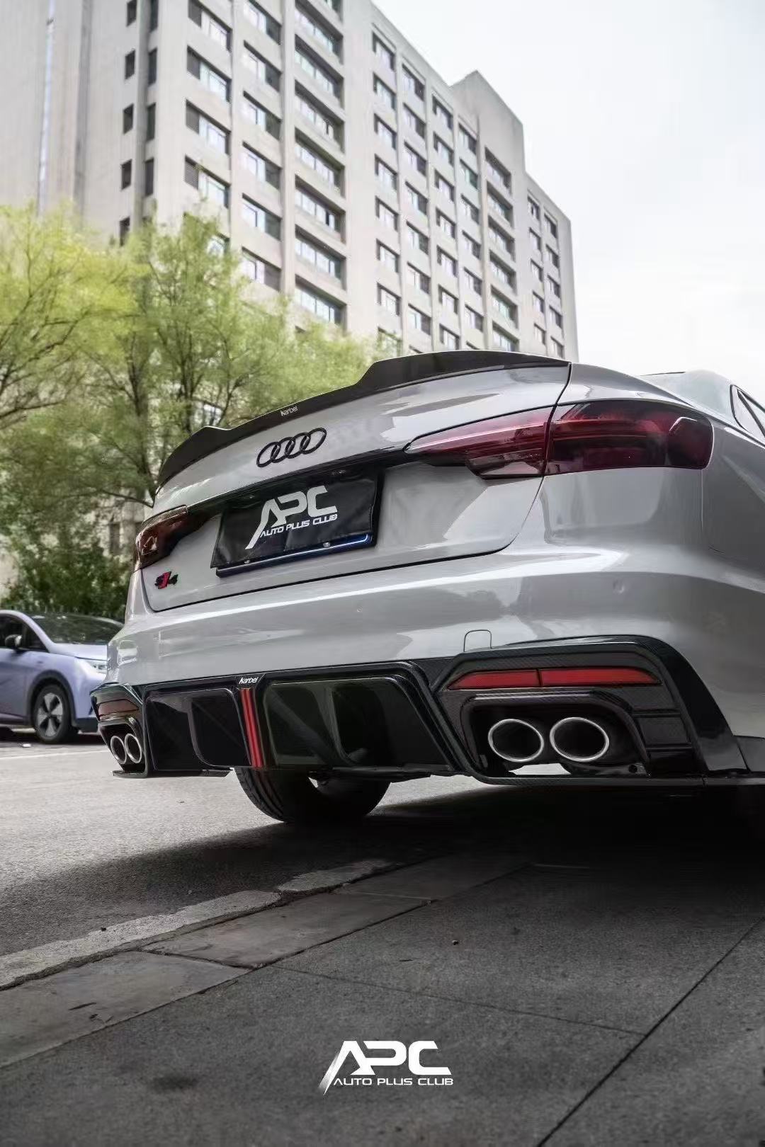 Audi S4 A4 B9 / B9.5 2017 2018 2019 2020 2021 2022 2023 2024 with Aftermarket Parts - Rear Spoiler Pre-preg Carbon Fiber/FRP from Karbel Carbon